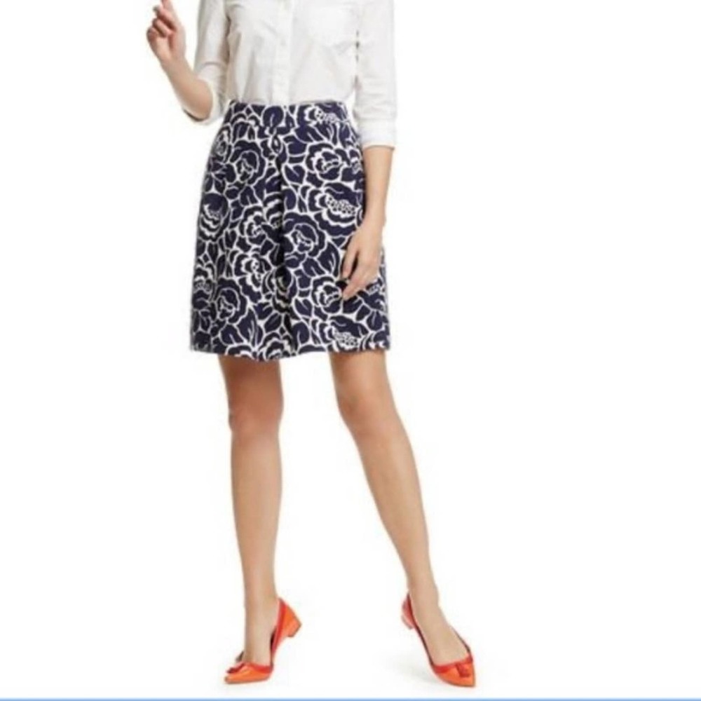 Boden Kate Ponte Skirt Navy White A-Line Floral